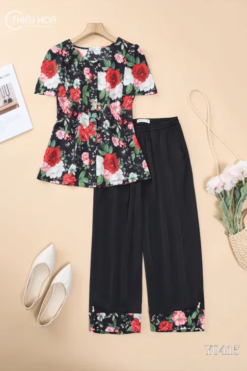 Đồ Bộ Trung Niên Thiết Kế Mềm Mịn Chất Liệu Cotton Lụa Thương Hiệu Thiều Hoa DB5Y0415