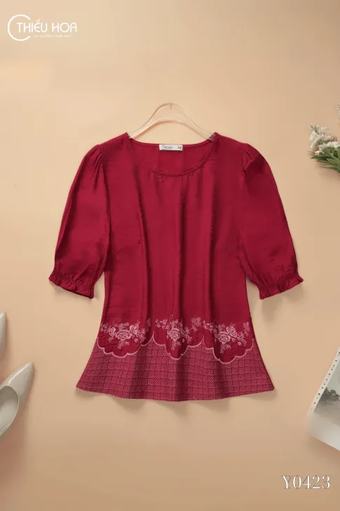 Áo Tơ Xước Thiết Kế AN5Y0423 - Áo Trung Niên Thiều Hoa
