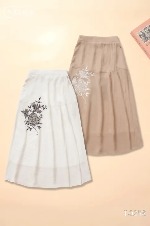 Chân Váy Linen Thiết Kế CV5L0258 - Chân Váy Trung Niên Thiều Hoa