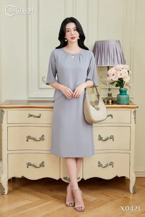 Đầm Tằm Ý Thiết Kế Cao Cấp Thương Hiệu Thiều Hoa DD5X0421
