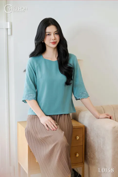 Áo Lụa Gân Thiết Kế AN5L0138 - Áo Trung Niên Thiều Hoa