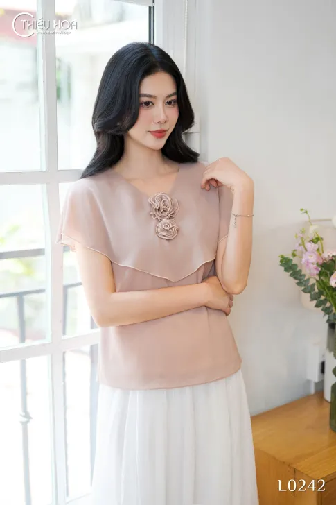 Áo Vải Chiffon Thiết Kế AN5L0242 - Áo Trung Niên Thiều Hoa