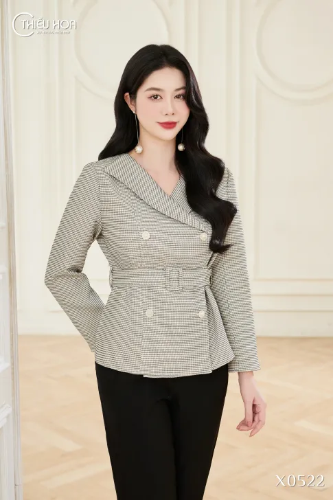 Áo Khoác Dệt Caro Cao Cấp AK5X0522 - Áo Trung Niên Thiều Hoa