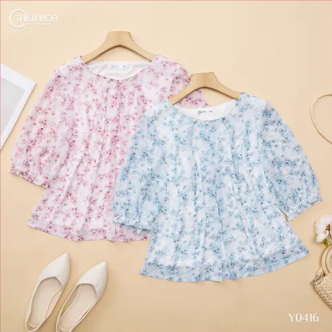Áo Trung Niên Voan Hoa Thiều Hoa AN5Y0416 – Nữ Tính & Thanh Lịch