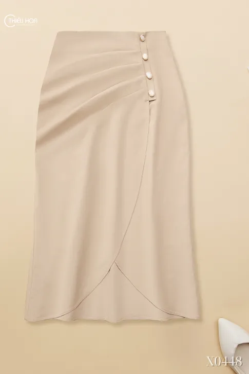 Chân Váy Trung Niên Cotton Chéo Thiều Hoa CV5X0448 – Thanh Lịch & Hiện Đại