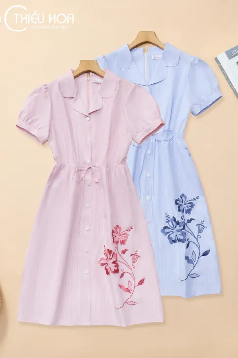 Đầm Dạo Phố Trung Niên Cotton Sọc Thiều Hoa DD5L0158 – Trẻ Trung & Thanh Lịch