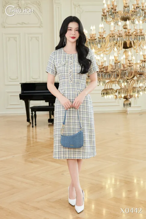 Đầm Tweed Thiết Kế DD5X0442 - Đầm Trung Niên Thiều Hoa