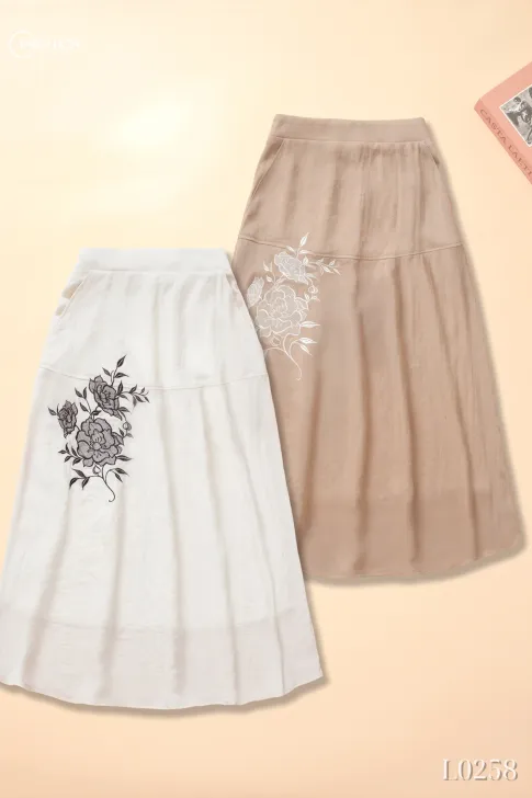 Chân Váy Linen Thiết Kế CV5L0258 - Chân Váy Trung Niên Thiều Hoa