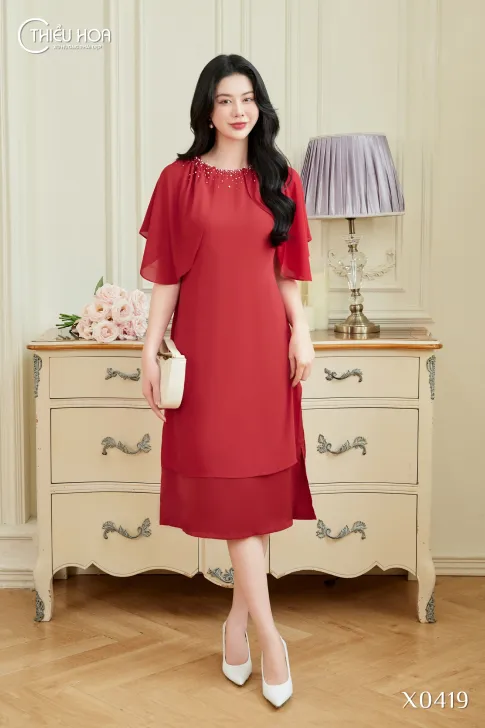 Đầm Tằm Ý Thiết Kế Cao Cấp Thương Hiệu Thiều Hoa DD5X0419