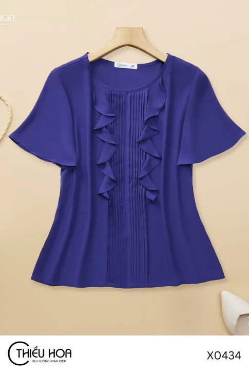Áo Kiểu Chiffon Trung Niên Thiều Hoa AN5X0434 – Đơn Giản, Dễ Phối & Nữ Tính