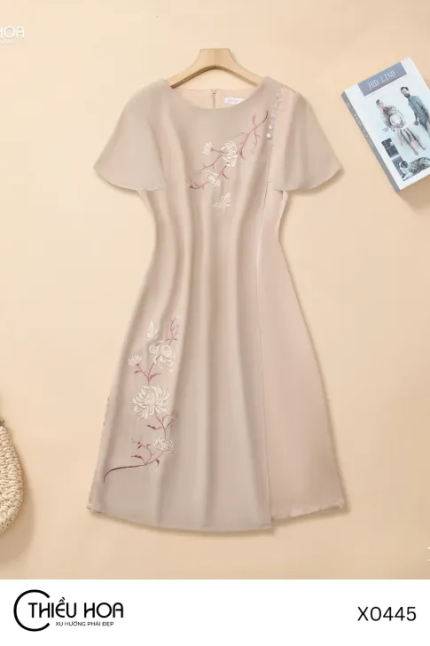 Đầm Trung Niên Chiffon Phối Lụa Thiều Hoa DD5X0445 – Thanh Lịch & Quý Phái