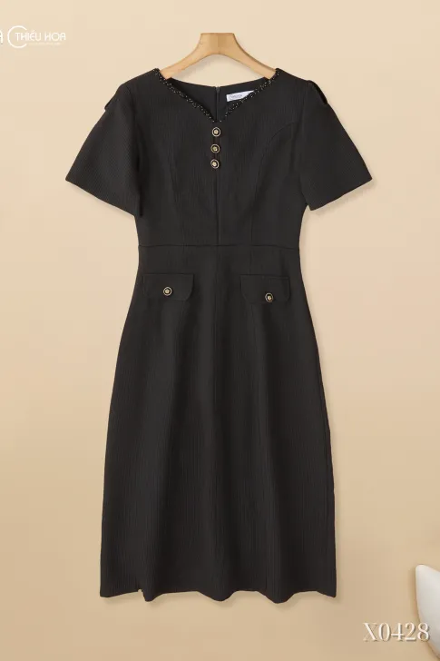 Đầm Trung Niên Dự Tiệc Bố Gân Ánh Kim Cao Cấp DD5X0428  – Thiều Hoa