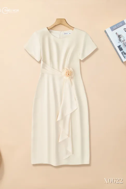 Đầm Trung Niên Dự Tiệc Cotton Cao Cấp Thiết Kế Hoa Eo Thanh Nhã DD5X0622 – Thiều Hoa