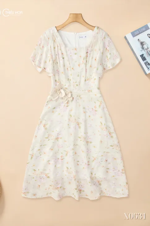 Đầm Trung Niên Voan Cao Cấp Hoa Pastel Thanh Nhã Dạo Phố DD5X0631 – Thiều Hoa