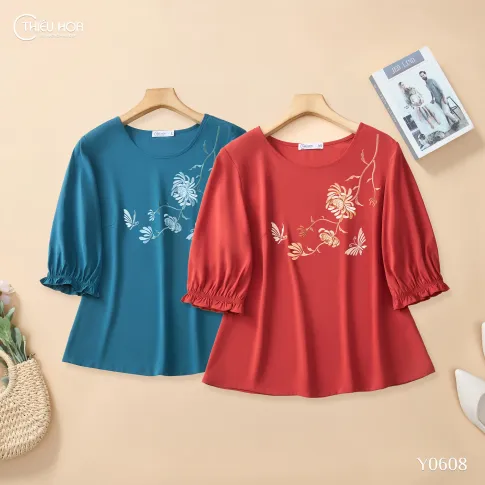 Áo Kiểu Trung Niên Tơ Gân Thanh Nhã Nhẹ Nhàng AN5Y0608 – Thiều Hoa