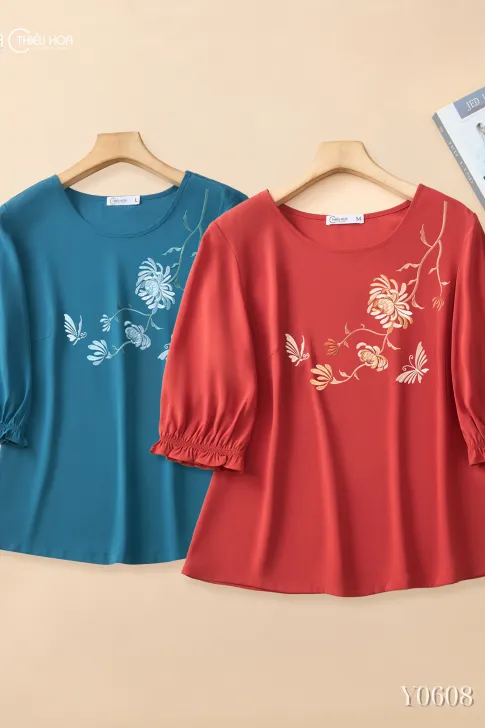 Áo Kiểu Trung Niên Tơ Gân Thanh Nhã Nhẹ Nhàng AN5Y0608 – Thiều Hoa