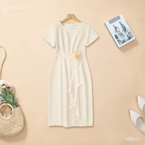 Đầm Trung Niên Dự Tiệc Cotton Cao Cấp Thiết Kế Hoa Eo Thanh Nhã DD5X0622 – Thiều Hoa