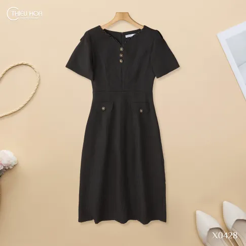 Đầm Trung Niên Dự Tiệc Bố Gân Ánh Kim Cao Cấp DD5X0428  – Thiều Hoa