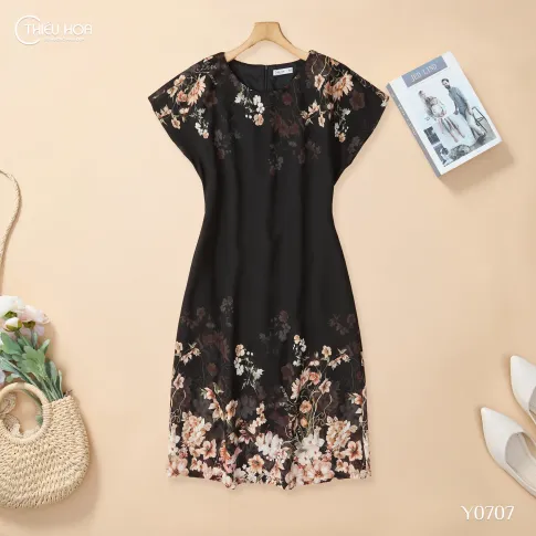 Đầm Trung Niên Lụa Hàn Mềm Mại Dạo Phố DD5Y0707 – Dáng Suông Thanh Lịch Thương Hiệu Thiều Hoa