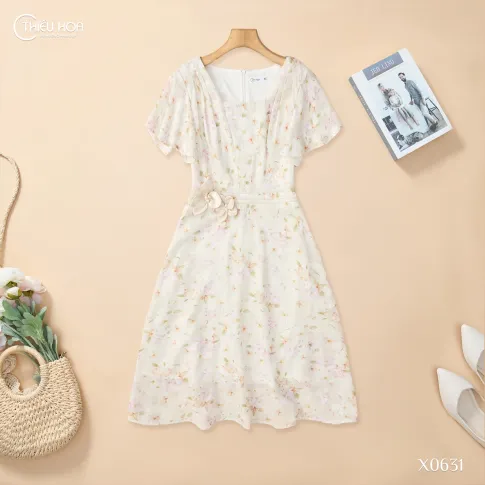 Đầm Trung Niên Voan Cao Cấp Hoa Pastel Thanh Nhã Dạo Phố DD5X0631 – Thiều Hoa