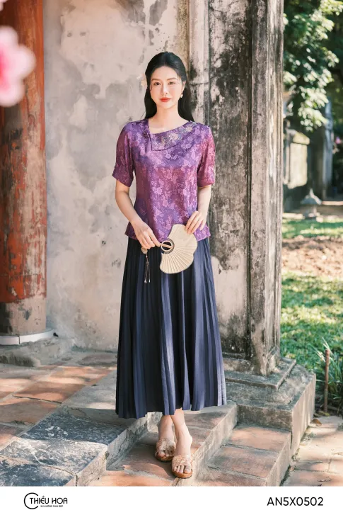 Áo Gấm Hoa Thiết Kế AN5X0502 Thanh lịch sang trọng - Áo Trung Niên Thiều Hoa