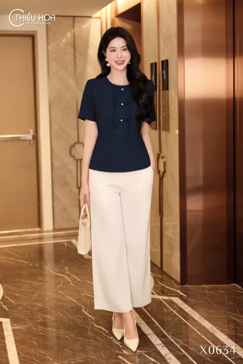 Áo Kiểu Trung Niên Cotton Lạnh Hàn Quốc Cao Cấp Tinh Tế AN5X0634 – Thiều Hoa