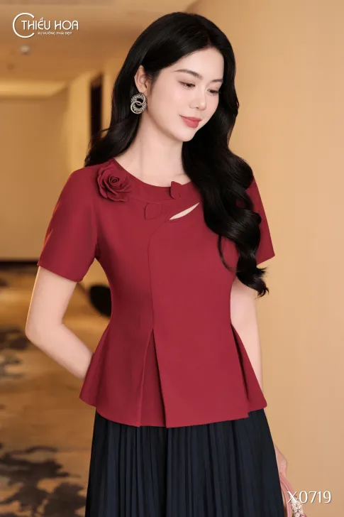 Áo kiểu trung niên cotton lạnh Hàn Quốc cao cấp tinh tế AN5X0719 – Thiều Hoa