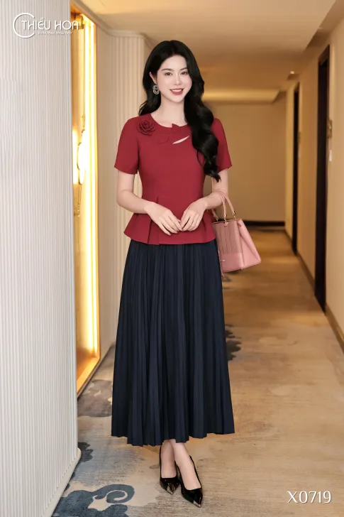 Áo kiểu trung niên cotton lạnh Hàn Quốc cao cấp tinh tế AN5X0719 – Thiều Hoa