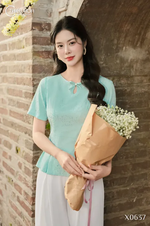 Áo Kiểu Trung Niên Gấm Hoa Tinh Tế Thanh Lịch AN5X0637 – Thiều Hoa