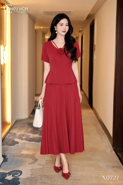 Áo kiểu trung niên Lụa Hồng Ngọc cao cấp, thiết kế thanh nhã tinh tế AN5X0727 - Thiều Hoa