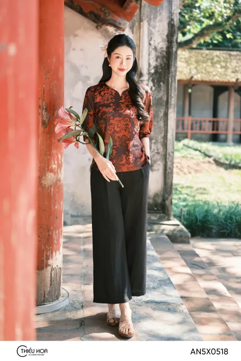 Áo Trung Niên Gấm Lụa Hoa Thiều Hoa AN5X0518 – Quý Phái & Sang Trọng