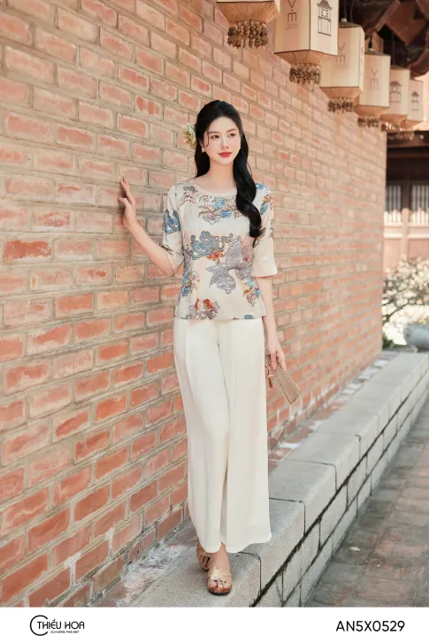 Áo truyền thống trung niên Gấm Hoa cao cấp AN5X0529 - Thiết kế tinh tế thanh lịch Thiều Hoa