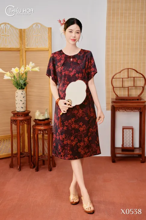 Đầm Trung Niên Gấm Hoa Thiều Hoa DD5X0538 – Thanh Nhã & Quý Phái