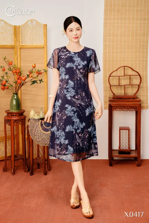 Đầm Voan Lụa Thiết Kế Cao Cấp Thương Hiệu Thiều Hoa DD5X0417