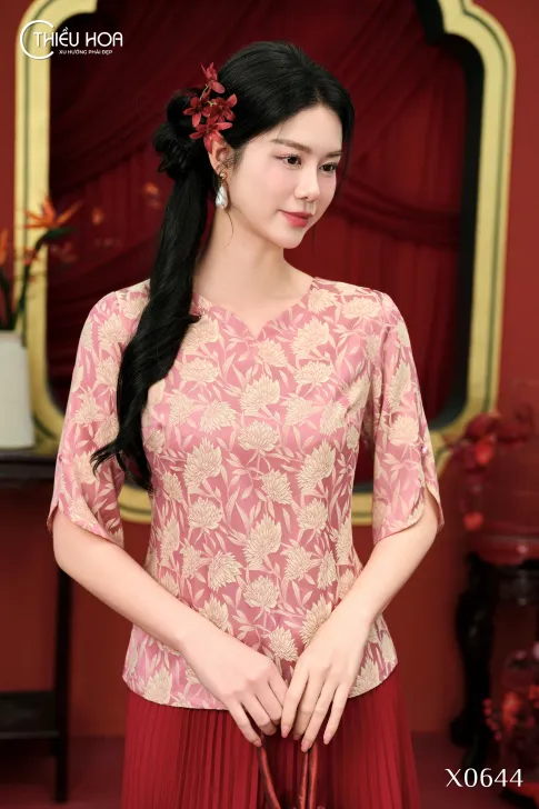 Áo Trung Niên Truyền Thống Chất Gấm Hoa Cao Cấp Tinh Tế AN5X0644 