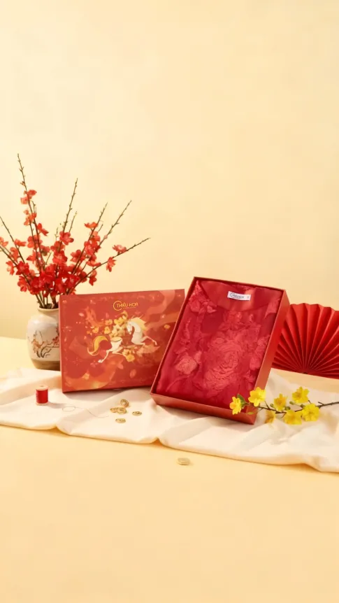 Combo Quà Tết Sang Trọng 2026: Hộp Quà Daily & Áo Voan Dệt Nổi AN5X0405