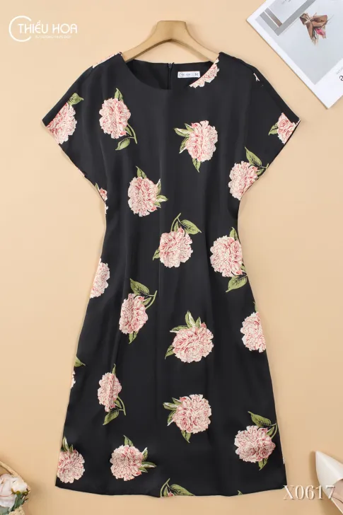 Đầm lụa trung niên dạo phố thanh lịch sang trọng DD5X0617 – Thiều Hoa