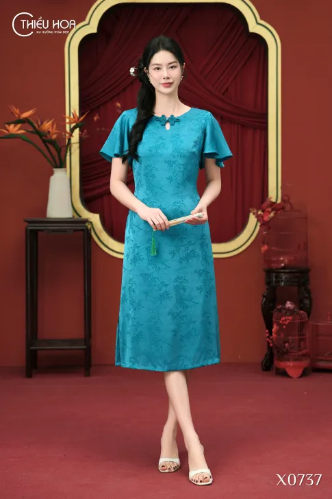 Đầm Truyền Thống Trung Niên Gấm Hoa Sang Trọng, Quý Phái DD5X0737 - Thiều Hoa