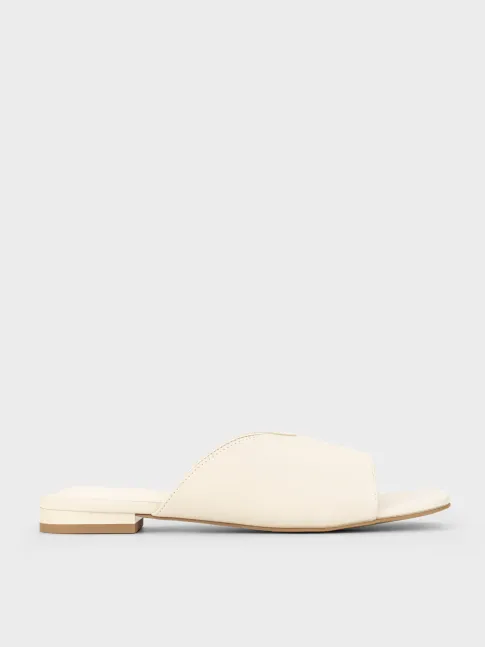 Dép quai ngang nữ mũi vuông, đế bệt gót vuông, da microfiber DB5B0116 - Thương hiệu La Camie