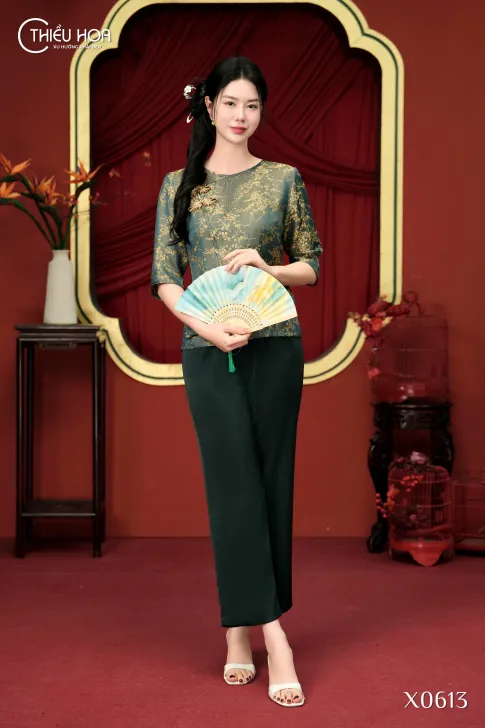 Đồ Bộ Trung Niên Gấm Hoa Cao Cấp Sang Trọng, Thanh Lịch & Quý Phái DB5X0613