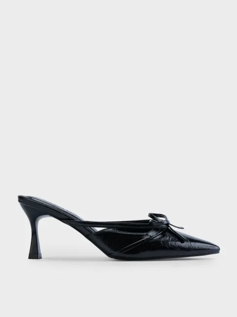 Giày cao gót mule nơ mũi nhọn, da microfiber mềm DC5B0124 - Thương hiệu La Camie