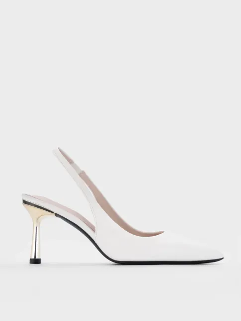 Giày Slingback 7cm Gót Kim Loại Da Microfiber GC5B0106 - LaCamie