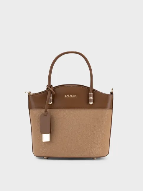 Túi xách da cao cấp vân sần phối màu, dáng trapezoid TX5A0805 - Thương hiệu La Camie