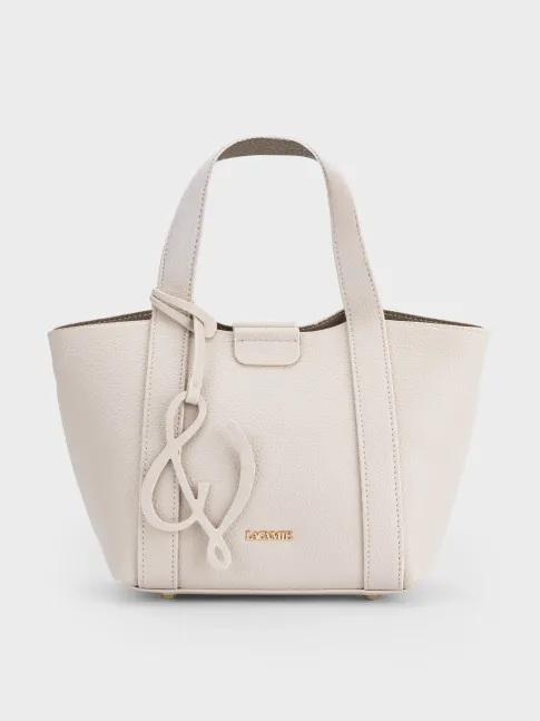 Túi xách tote satchel da cao cấp vân hạt, chỉ nổi tương phản, charm da – TX5A0808