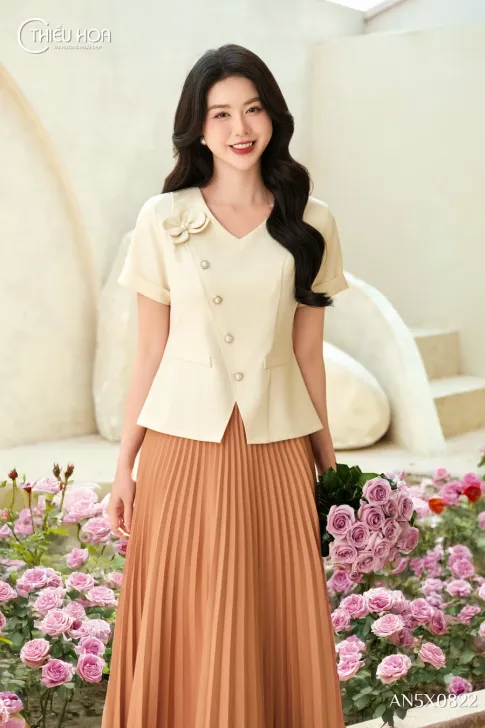 Áo Kiểu Trung Niên Cao Cấp Tuyết Mưa Lụa Sang Trọng & Quý Phái AN5X0822 - Thiều Hoa