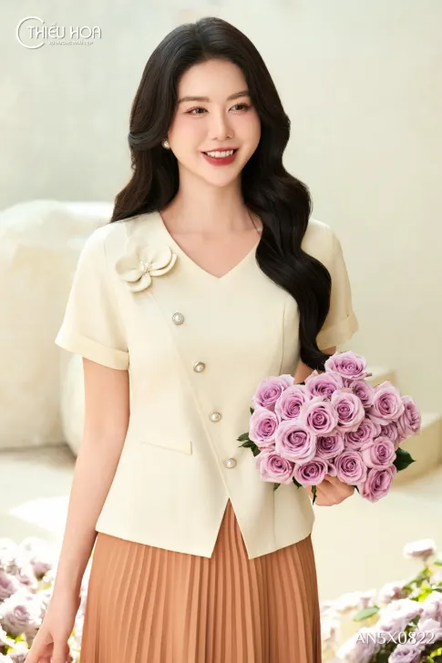 Áo Kiểu Trung Niên Cao Cấp Tuyết Mưa Lụa Sang Trọng & Quý Phái AN5X0822 - Thiều Hoa