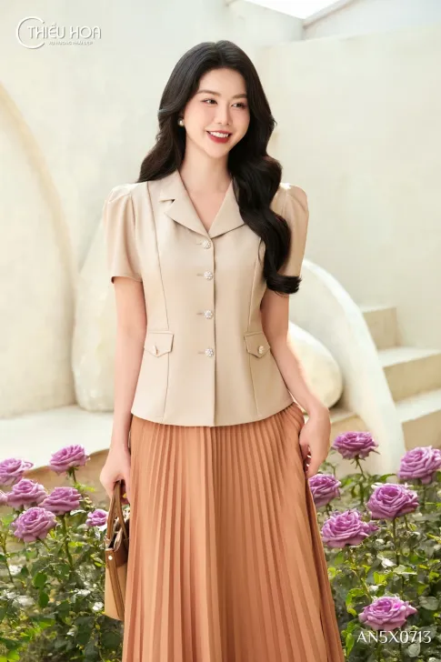 Áo Kiểu Trung Niên Cotton Lạnh Hàn Quốc Dáng Vest Sang Trọng AN5X0713 - Thiều Hoa