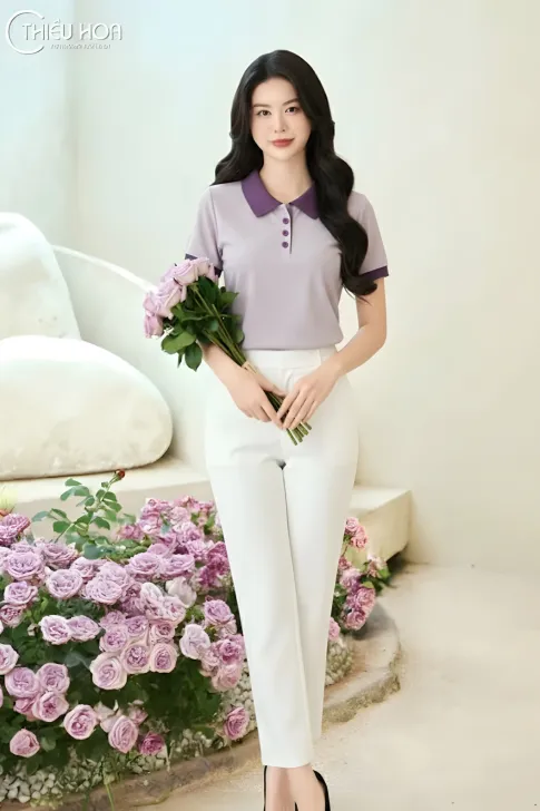 Áo Kiểu Trung Niên Thun Cotton Cổ Polo Phối Màu Thanh Lịch AN5Y0926