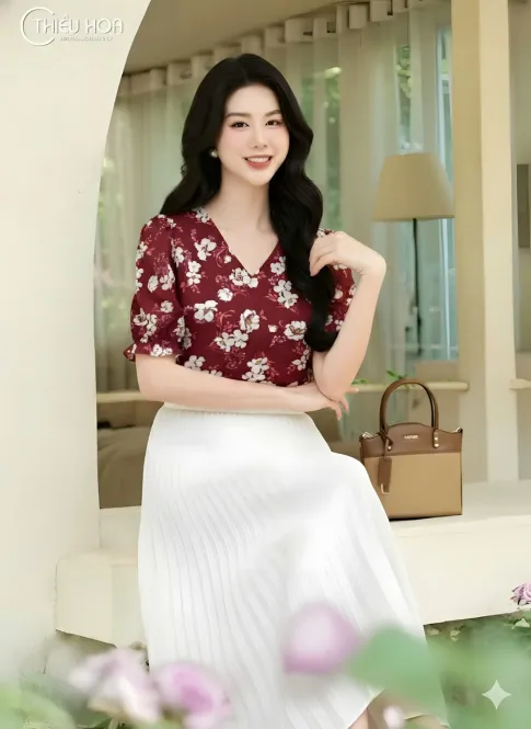 Áo Kiểu Trung Niên Voan Hoa Thiết Kế 2 Lớp Thanh Lịch AN5Y0713 - Thiều Hoa