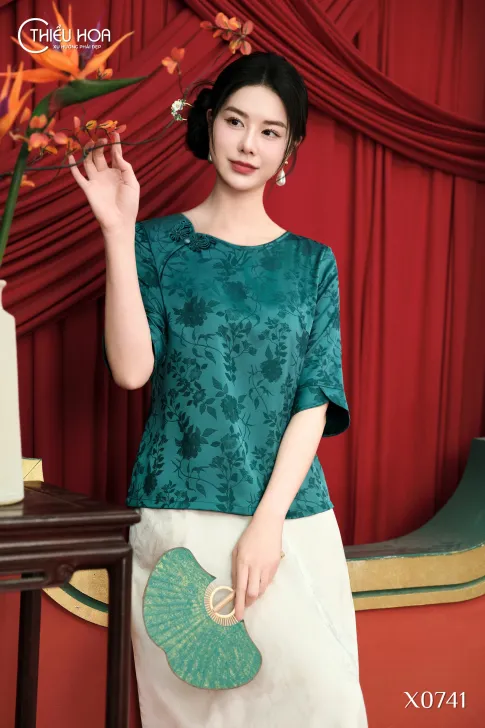 Áo Truyền Thống Trung Niên Gấm Hoa AN5X0741 – Nét Đẹp Vương Giả, Sang Trọng